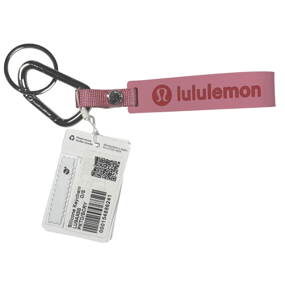 Lululemon Silicone Keychain Pink Bag Charm Loop Live in the Moment PKTD